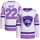 Authentic Youth Zac Dalpe White/Purple Florida Panthers Hockey Fights Cancer Primegreen Jersey